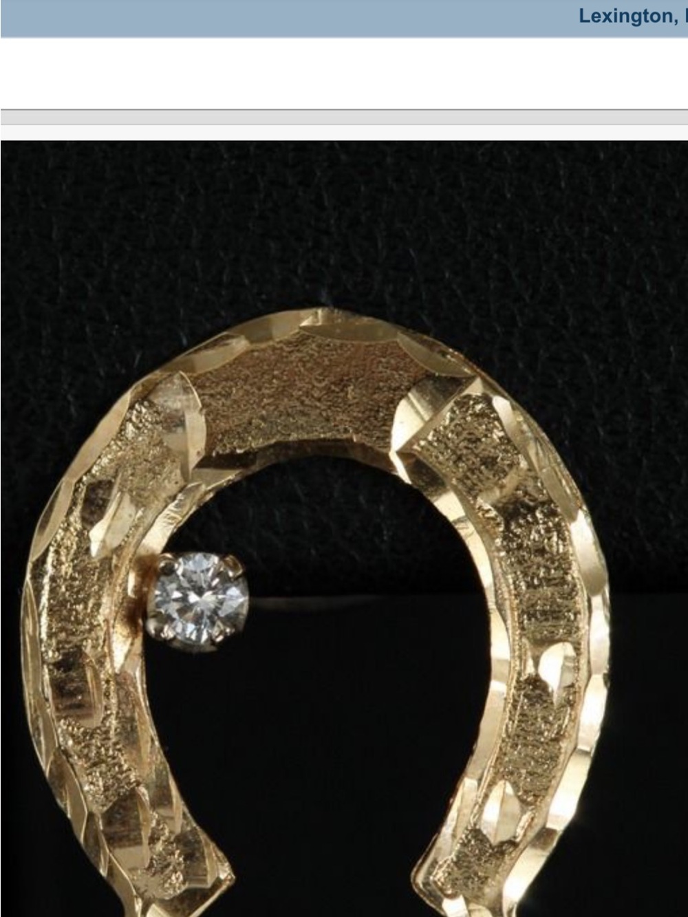 Vintage 14k Yellow Gold Horseshoe Diamond Solitaire Lapel Pin / Brooch